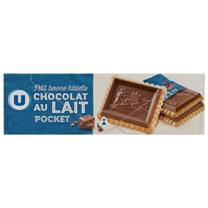 PETIT BEURRE TABLETTE DE CHOCOLAT AU LAIT U POCKET 250G